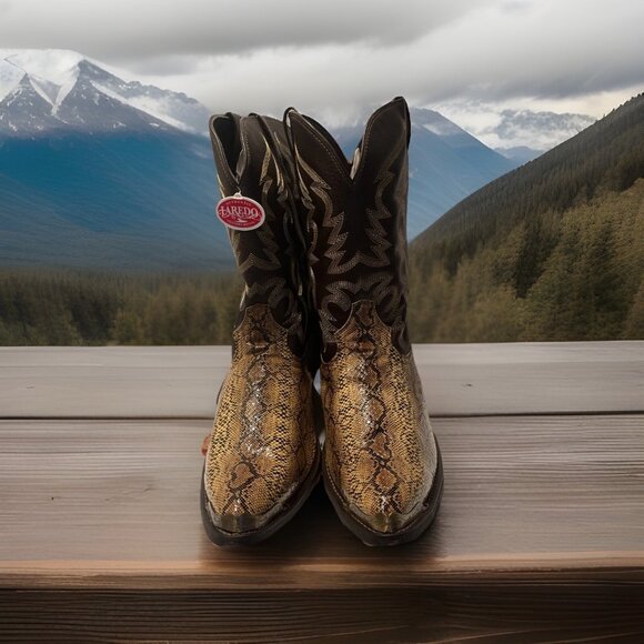 NWT Laredo Western Boots Men 16EW Cowboy Monty Faux Snake Golden‎ Copper 68068 - Picture 3 of 16